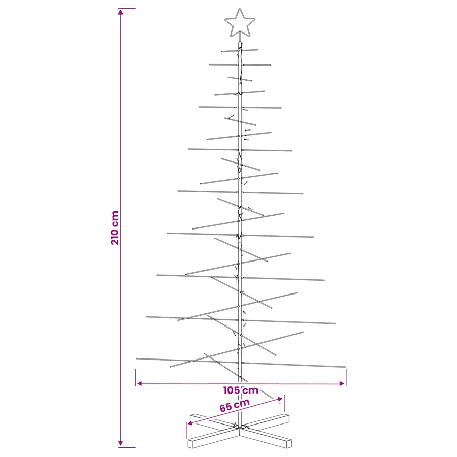 Metalen kerstboom met standaard KUOPIO 210 cm Warmwit Staal