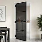 Binnendeur 76x201.5 cm aluminium zwart glas