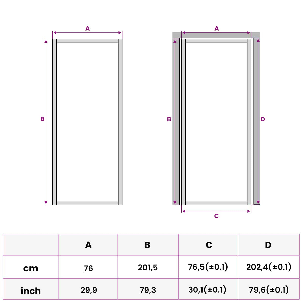 Binnendeur 76 x 201,5 cm Gelaagd Glas en Aluminium