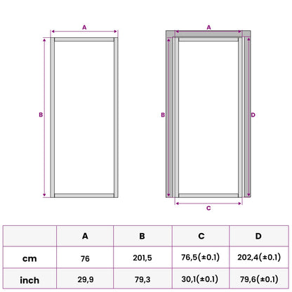 Binnendeur 76 x 201,5 cm Gelaagd Glas en Aluminium