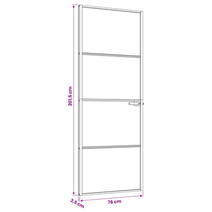 Binnendeur 76 x 201,5 cm Gelaagd Glas en Aluminium