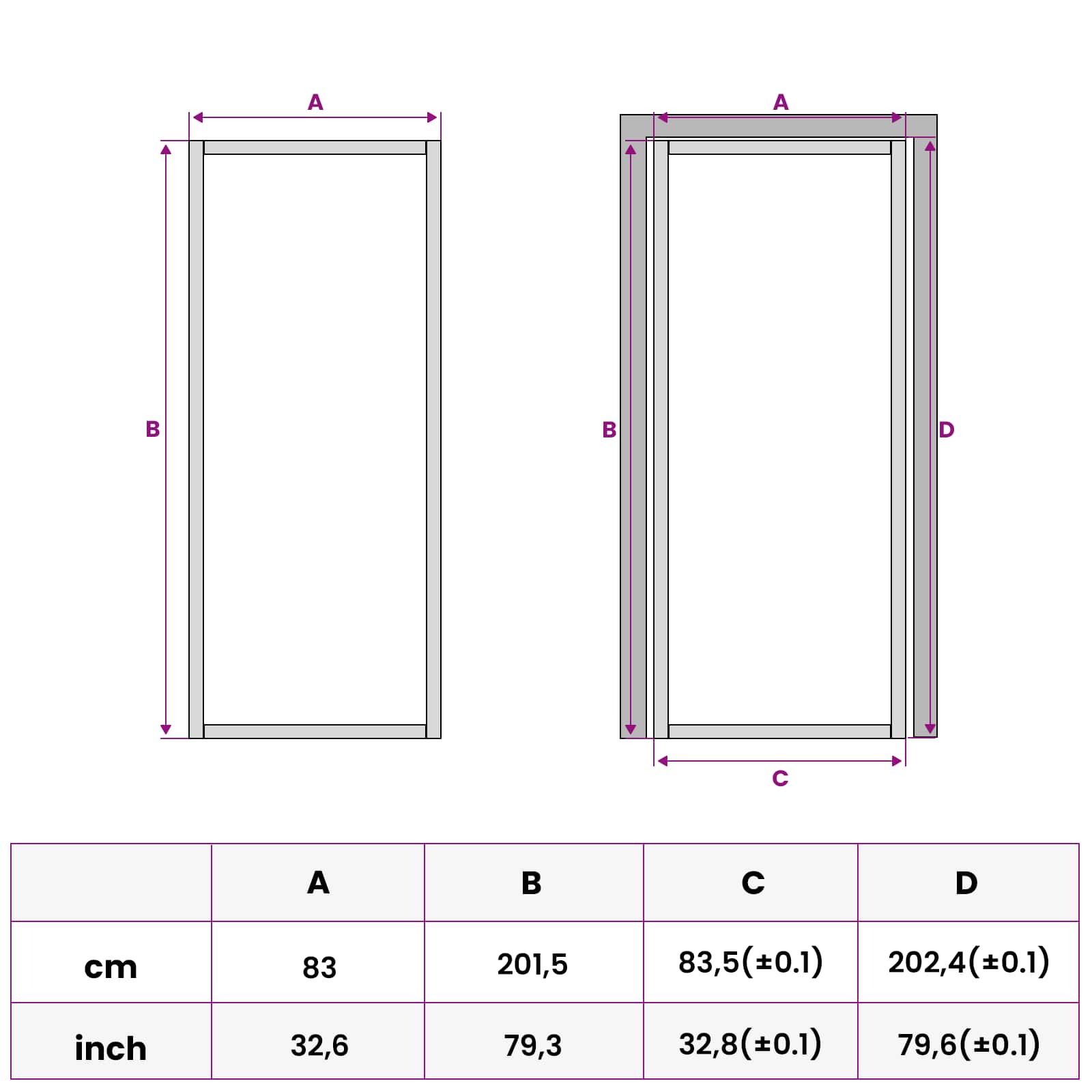 Binnendeur 83 x 201,5 cm Gelaagd Glas en Aluminium