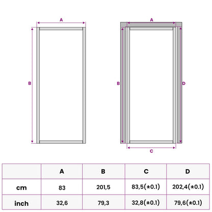 Binnendeur 83 x 201,5 cm Gelaagd Glas en Aluminium