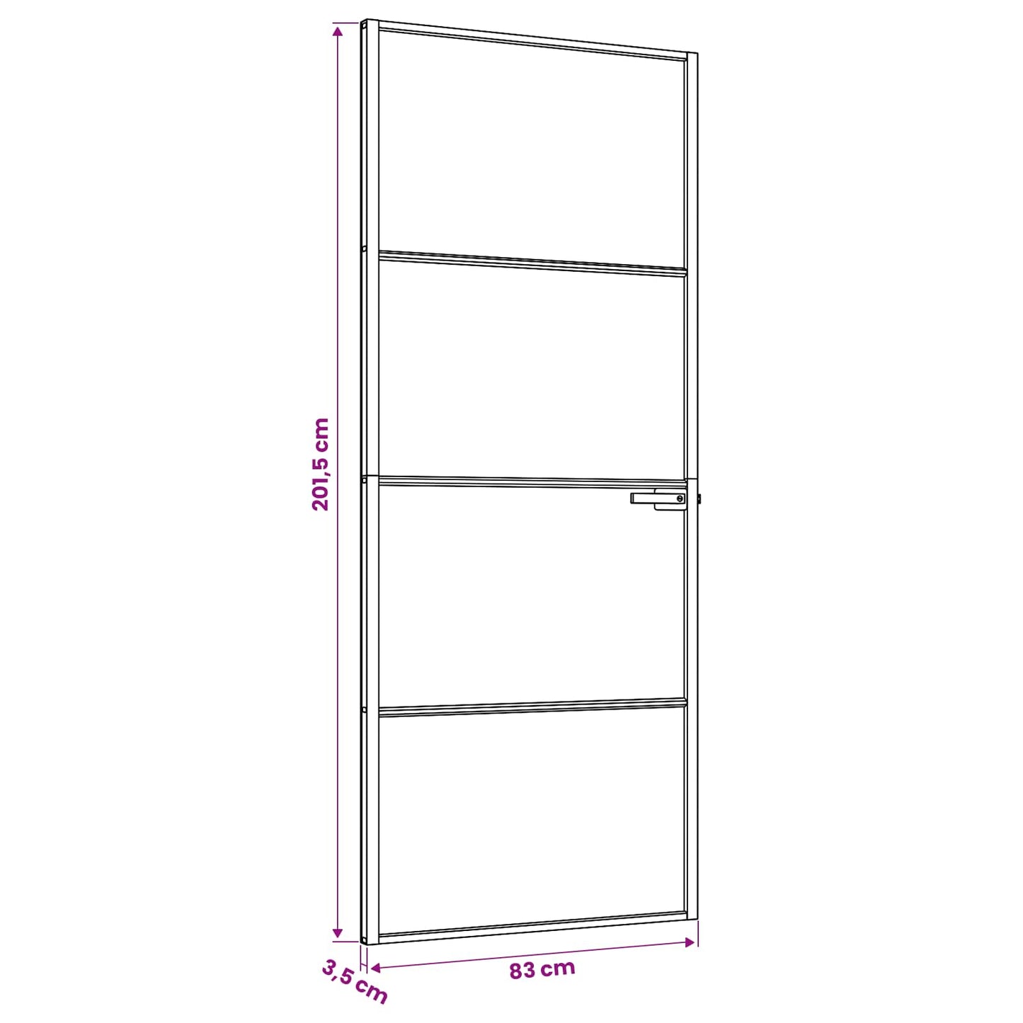Binnendeur 83 x 201,5 cm Gelaagd Glas en Aluminium