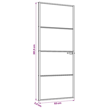Binnendeur 83 x 201,5 cm Gelaagd Glas en Aluminium