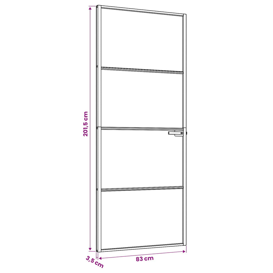 Binnendeur 83 x 201,5 cm Gelaagd Glas en Aluminium