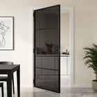 Binnendeur 93x201,5 cm gelaagd glas aluminium zwart