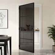 Binnendeur 93x201,5 cm gelaagd glas aluminium zwart