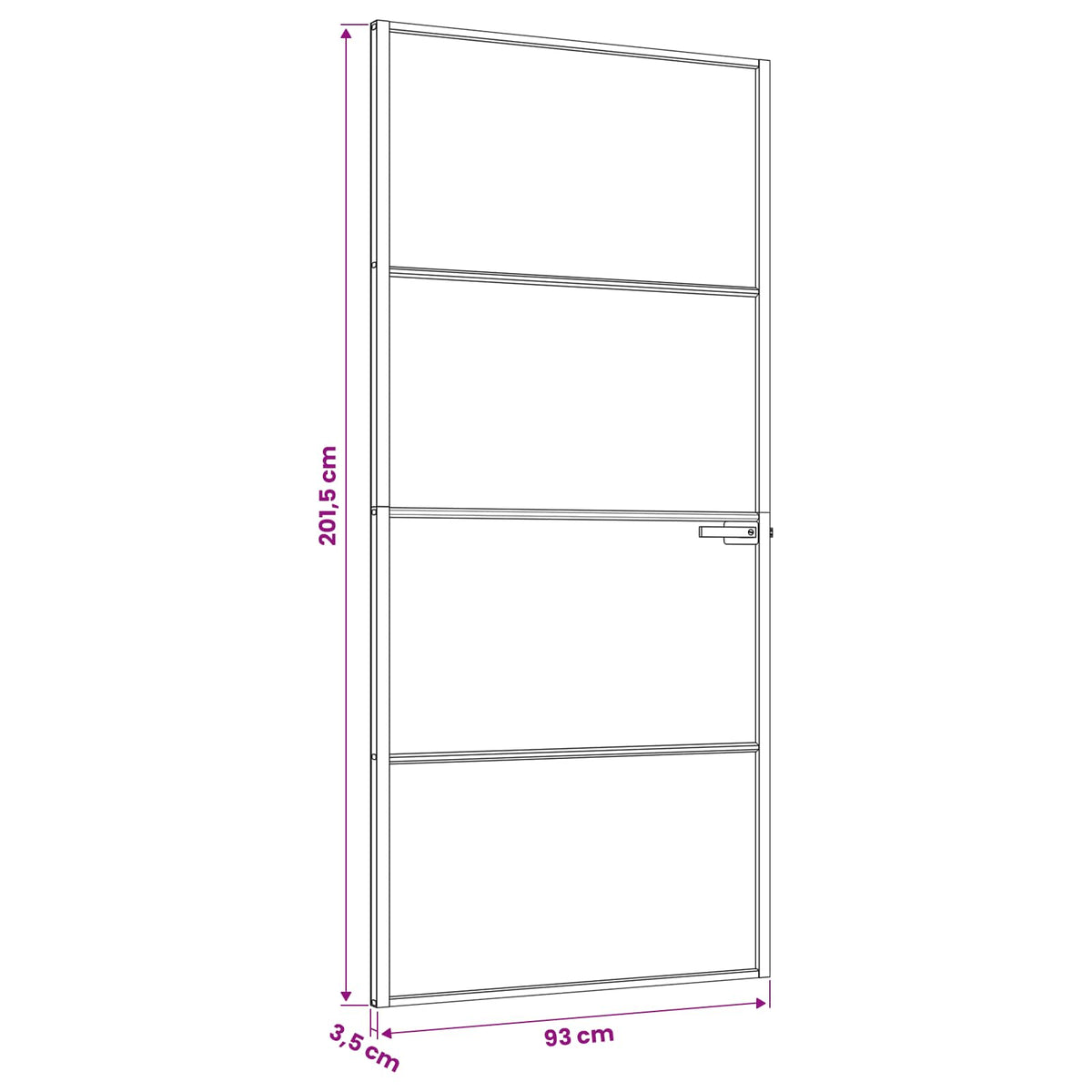 Binnendeur 93 x 201,5 cm Gelaagd Glas en Aluminium