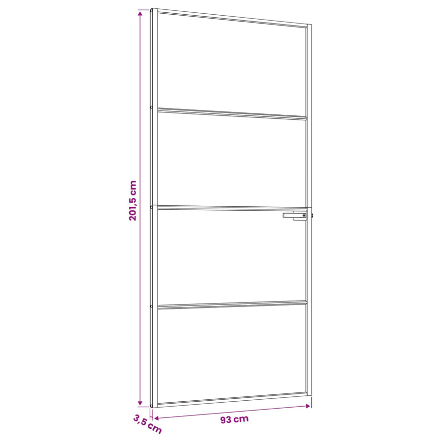 Binnendeur 93 x 201,5 cm Gelaagd Glas en Aluminium