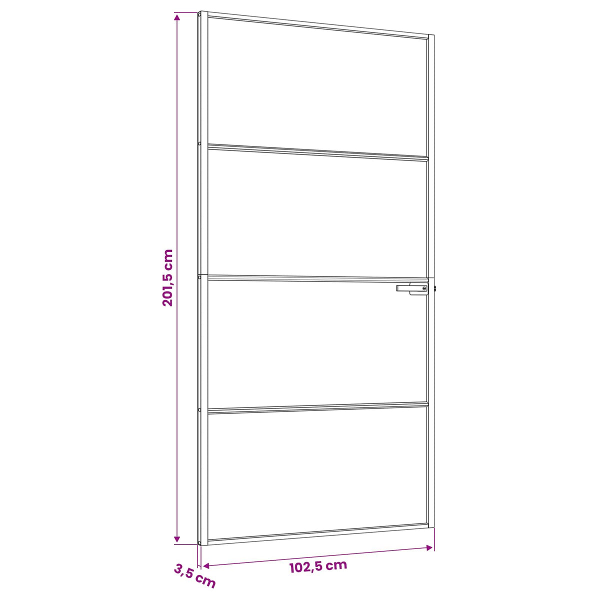 Binnendeur 102,5 x 201,5 cm Gelaagd Glas en Aluminium