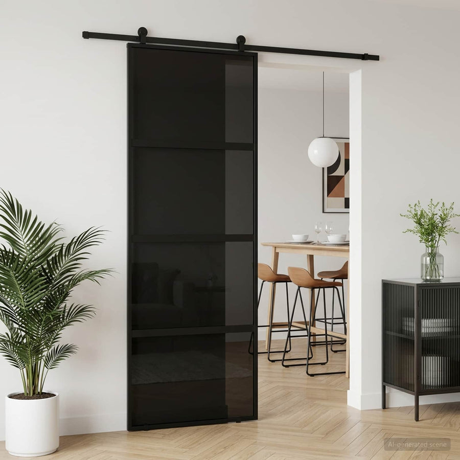 Schuifdeur 76 x 205 cm Gelaagd Glas en Aluminium