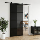 Schuifdeur 90x205 cm gehard glas aluminium zwart
