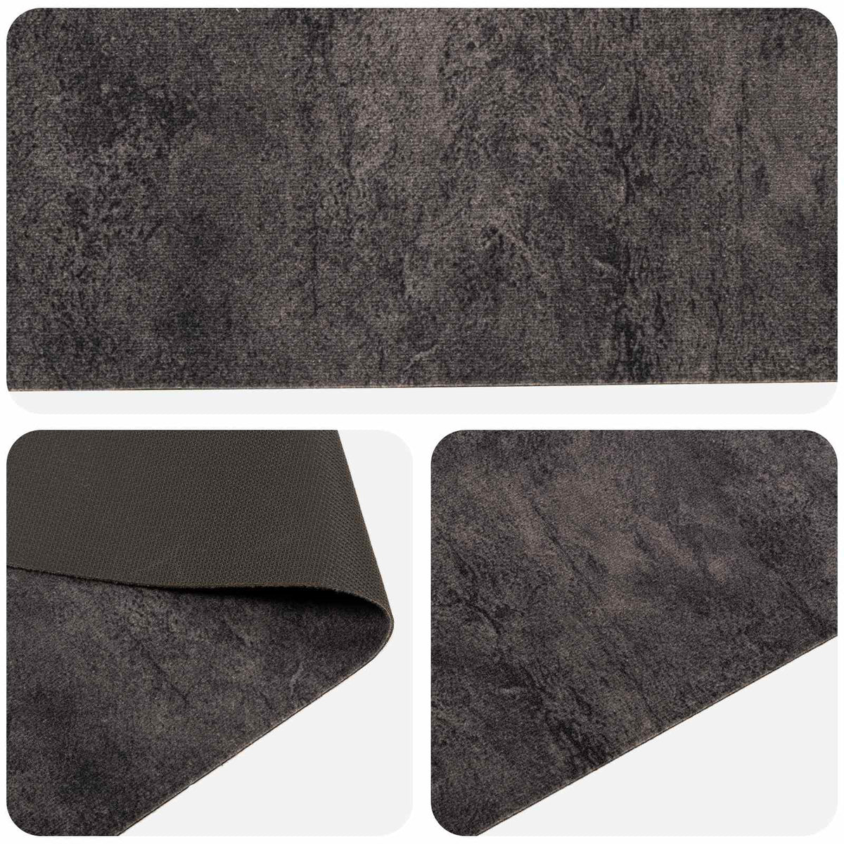 Keuken Vloerkleed zwart beton 180 x 60 cm 100% Polyamide