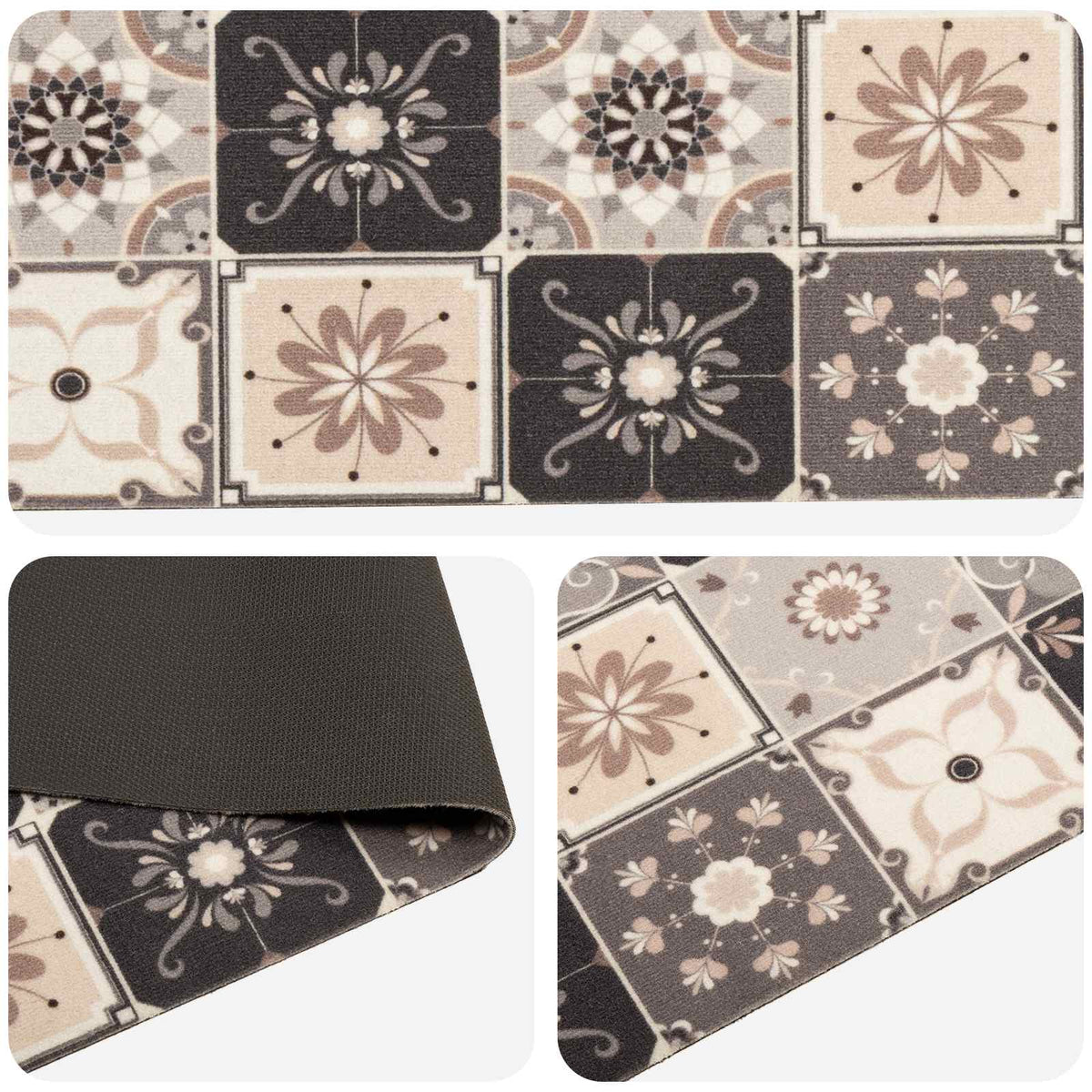 Keuken Vloerkleed Grijs-beige mozaïek 150 x 45 cm