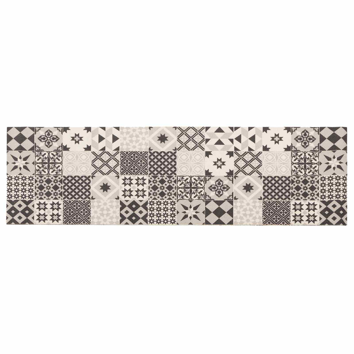 Keuken Vloerkleed Grijs mozaïek 150 x 45 cm 100% Polyamide