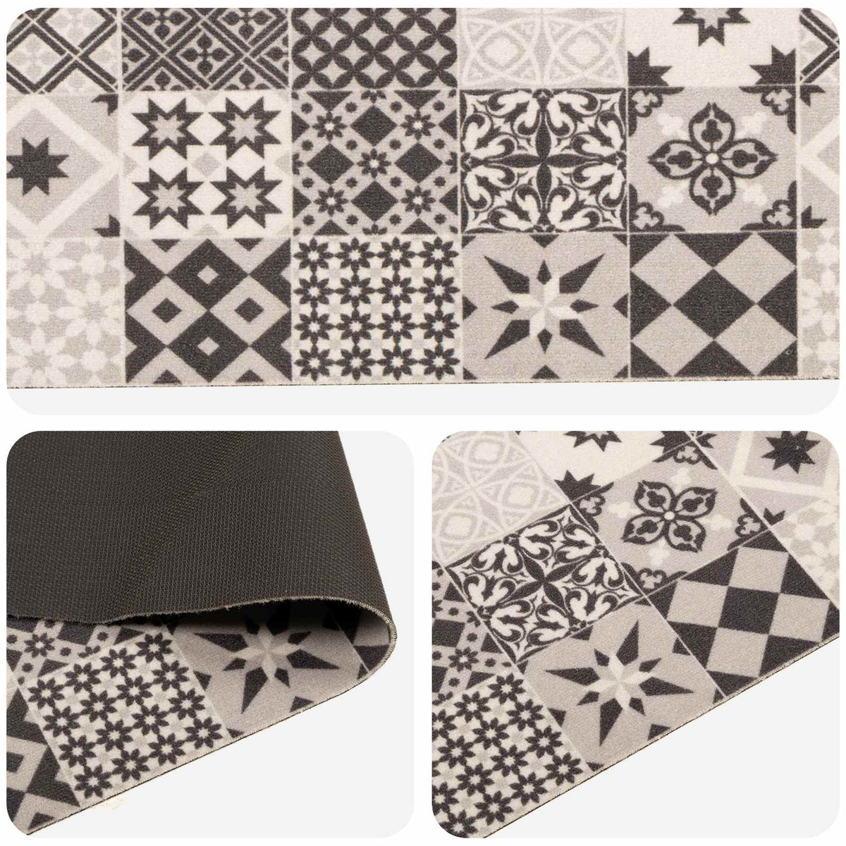 Keuken Vloerkleed grijze mozaïek 300 x 60 cm 100% Polyamide