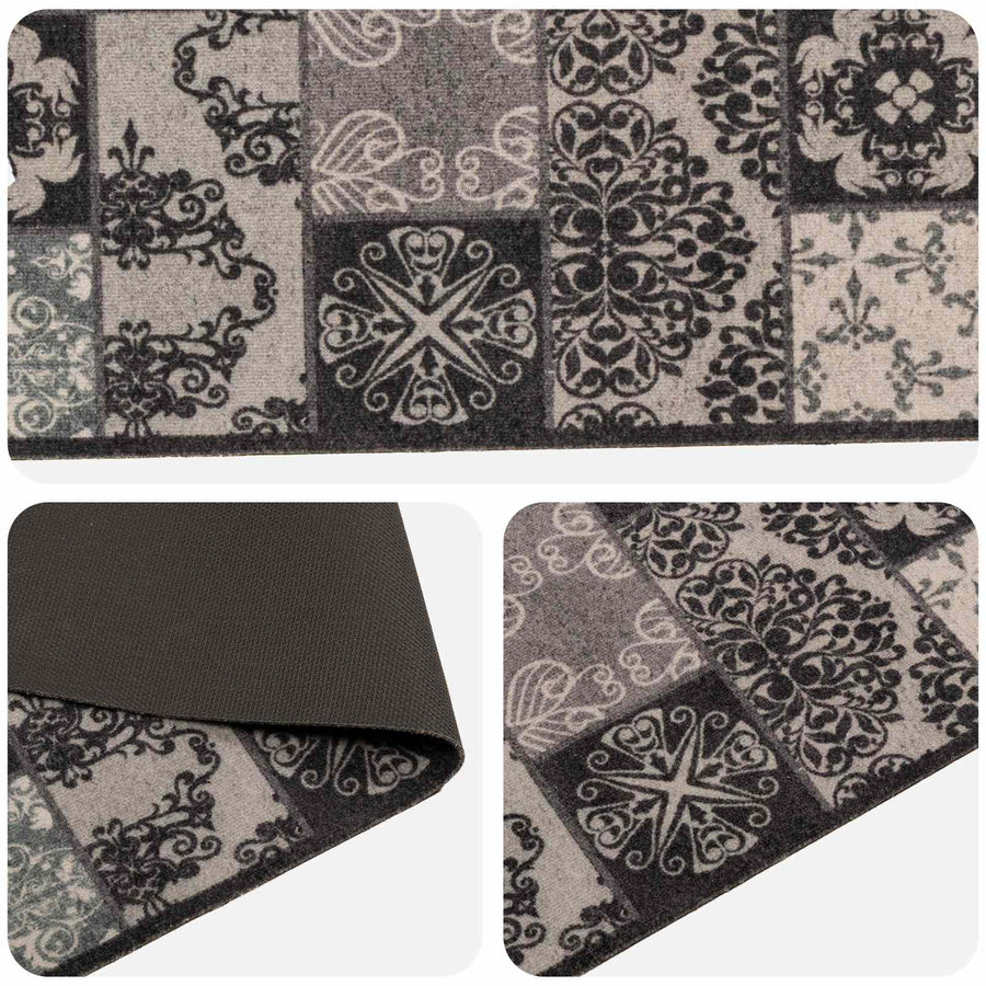 Keuken Vloerkleed zwarte mozaïek 180 x 60 cm 100% Polyamide