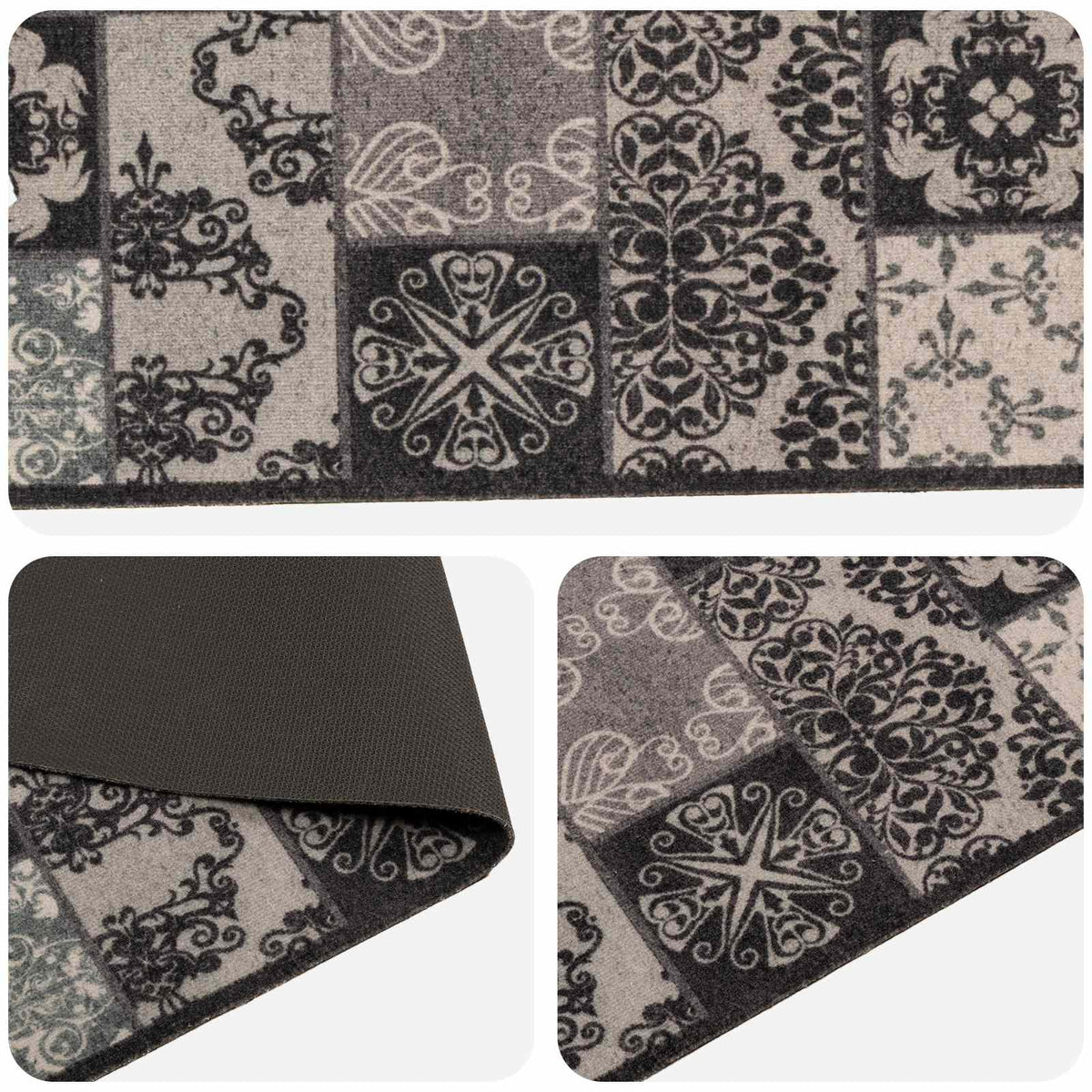Keuken Vloerkleed zwarte mozaïek 300 x 60 cm 100% Polyamide