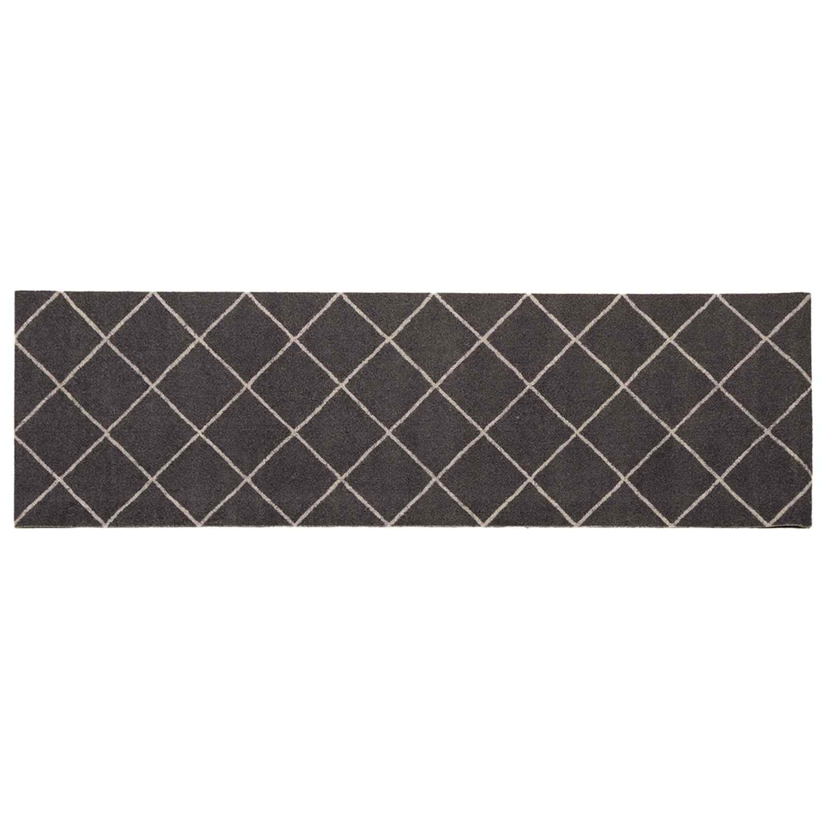 Keuken Vloerkleed Antraciet geruit 150 x 45 cm 100% Polyamide