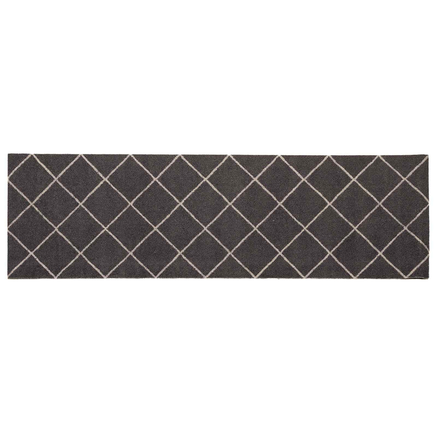 Keuken Vloerkleed Antraciet geruit 150 x 45 cm 100% Polyamide