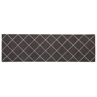 Keuken Vloerkleed Antraciet geruit 300 x 60 cm 100% Polyamide