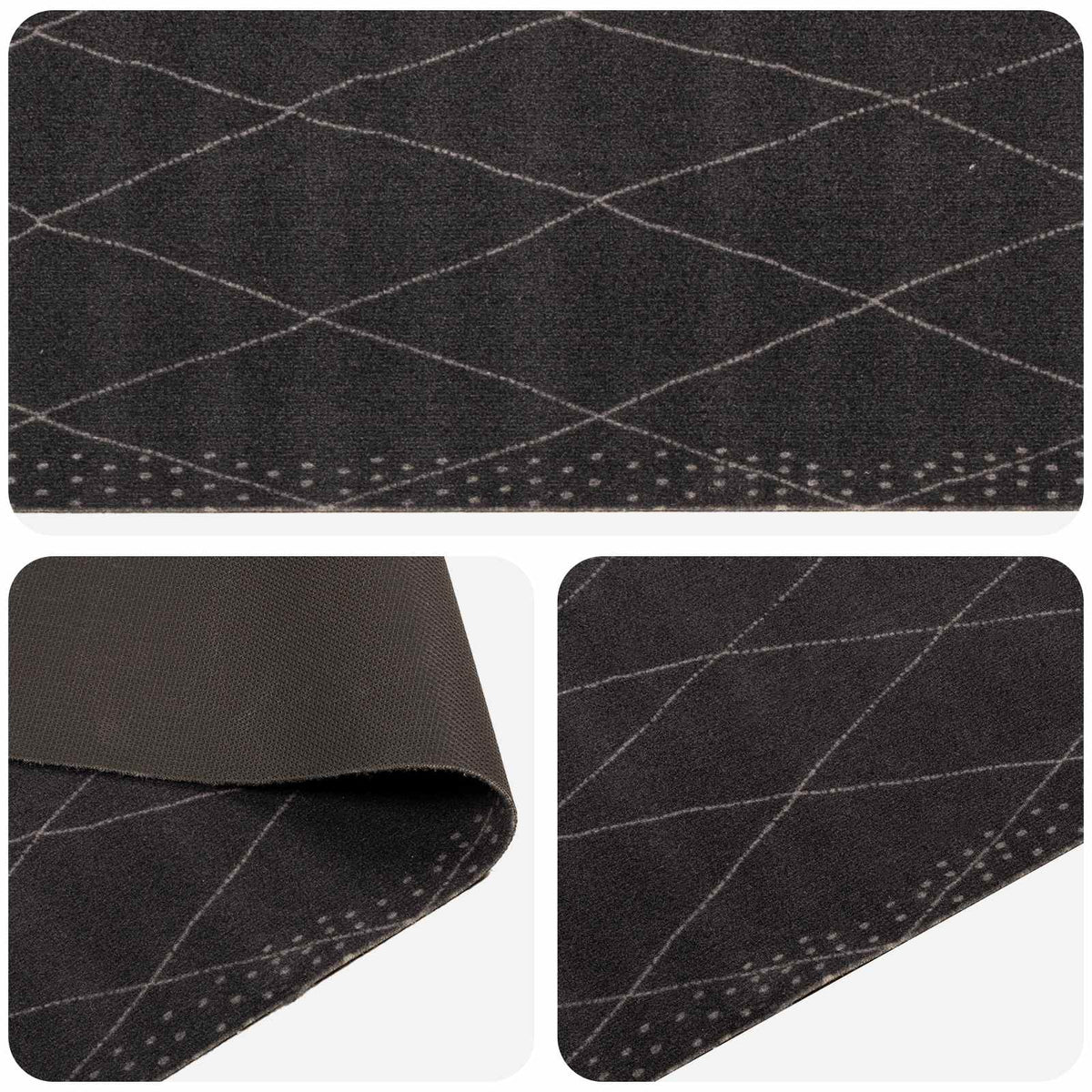 Keuken Vloerkleed antraciet geruit 180 x 60 cm 100% Polyamide