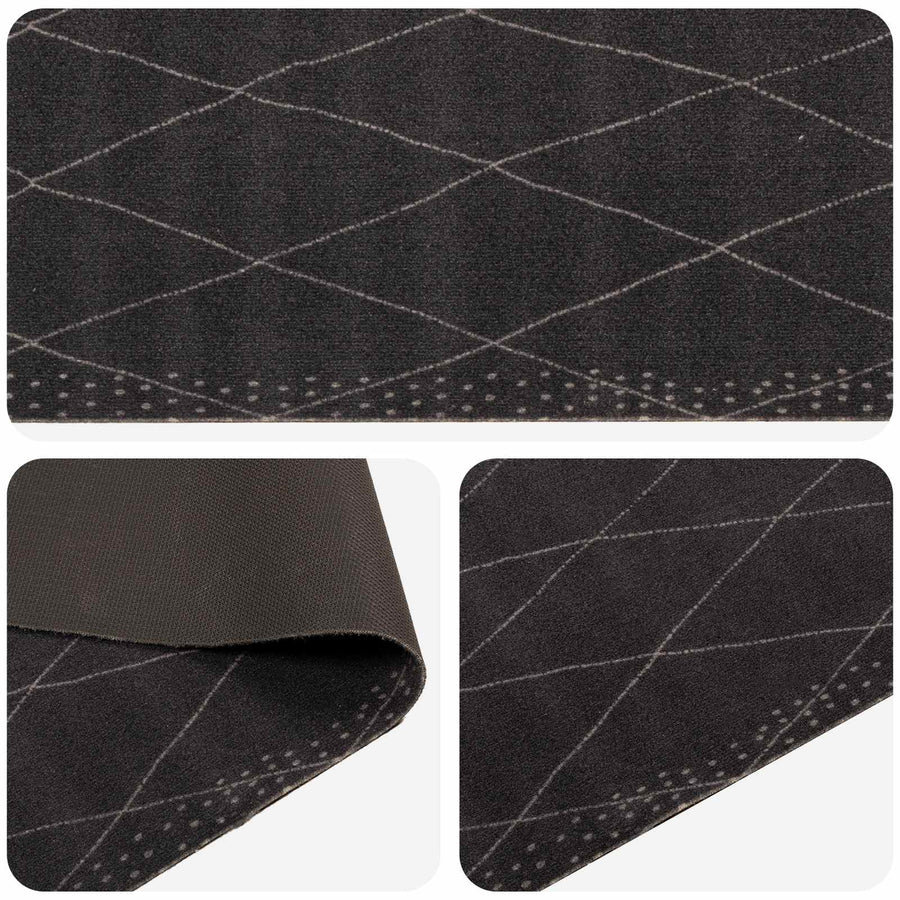 Keuken Vloerkleed antraciet geruit 180 x 60 cm 100% Polyamide