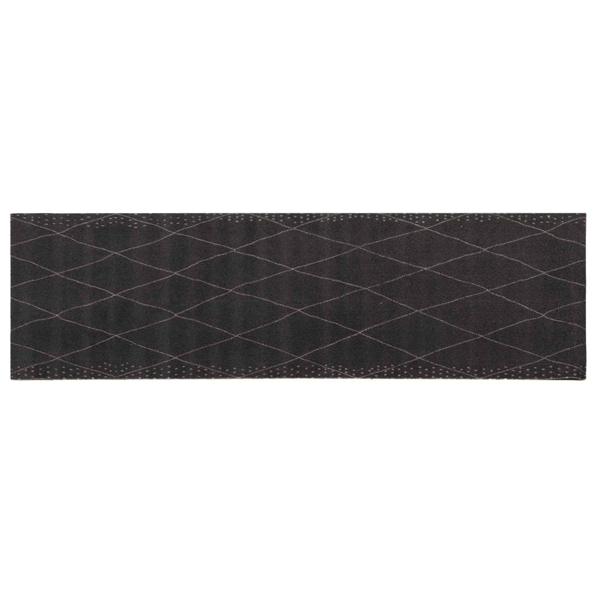 Keuken Vloerkleed antraciet geruit 180 x 60 cm 100% Polyamide