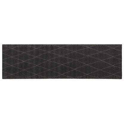 Keuken Vloerkleed antraciet geruit 180 x 60 cm 100% Polyamide