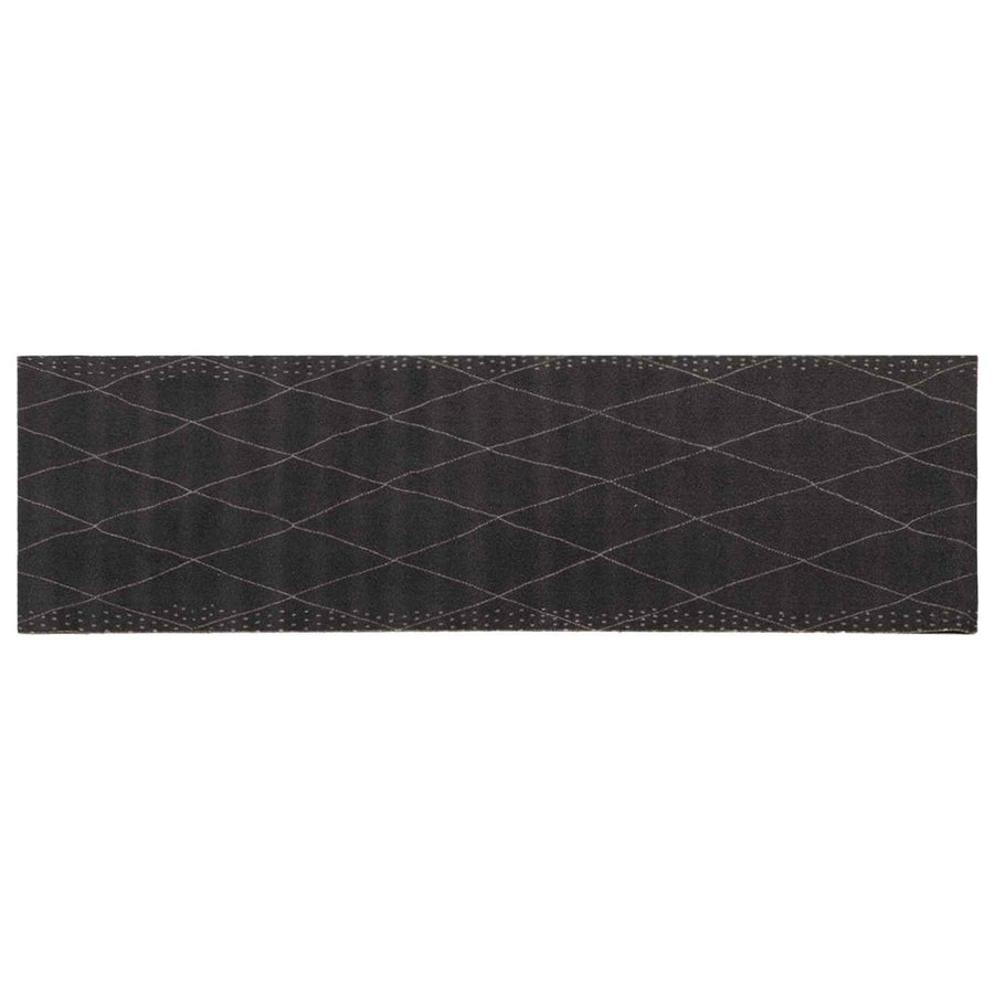 Keuken Vloerkleed Antraciet geruit 300 x 60 cm 100% Polyamide