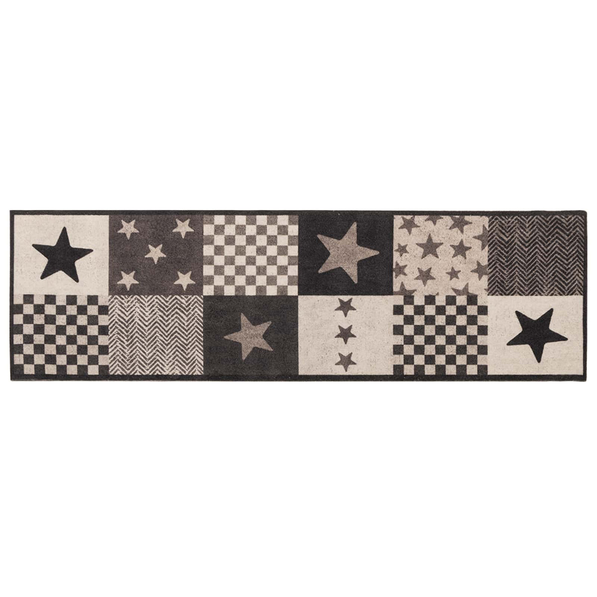 Keuken Vloerkleed grijze sterren 180 x 60 cm 100% Polyamide
