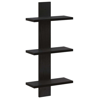 Wandplank Zwart eiken 30 x 13.5 x 64.5 cm Bewerkt hout