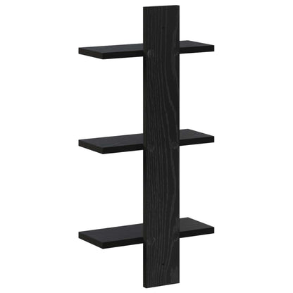 Wandplank Zwart eiken 30 x 13.5 x 64.5 cm Bewerkt hout