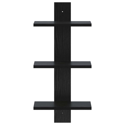 Wandplank Zwart eiken 30 x 13.5 x 64.5 cm Bewerkt hout