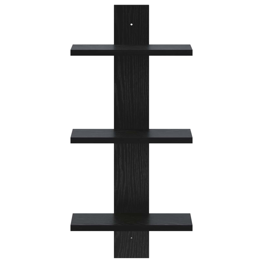 Wandplank Zwart eiken 30 x 13.5 x 64.5 cm Bewerkt hout