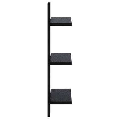 Wandplank Zwart eiken 30 x 13.5 x 64.5 cm Bewerkt hout