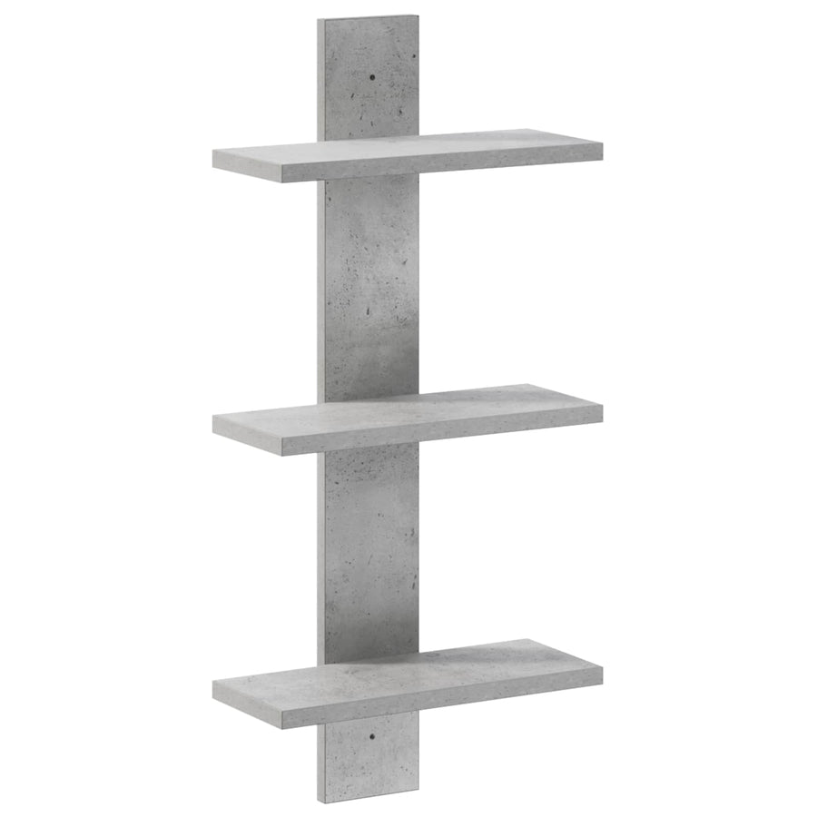 Wandplank Betongrijs 30 x 13.5 x 64.5 cm Bewerkt hout