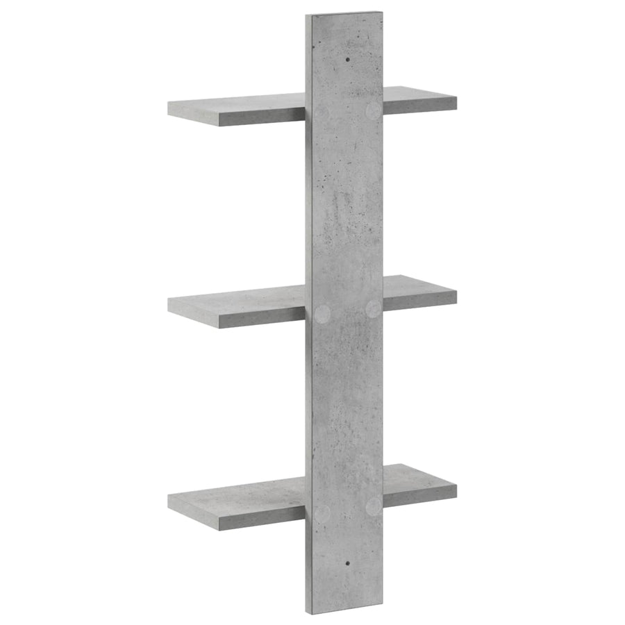 Wandplank Betongrijs 30 x 13.5 x 64.5 cm Bewerkt hout