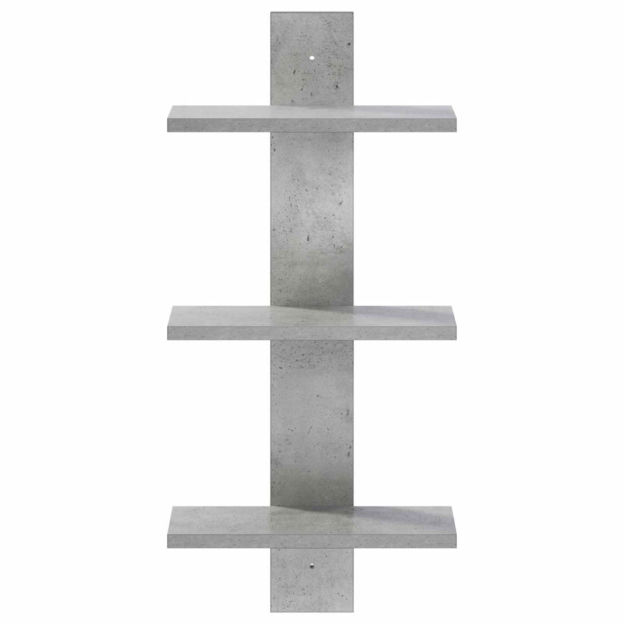 Wandplank Betongrijs 30 x 13.5 x 64.5 cm Bewerkt hout