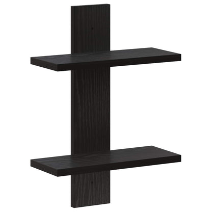 Wandplank Zwart eiken 30 x 13,5 x 43 cm Bewerkt hout