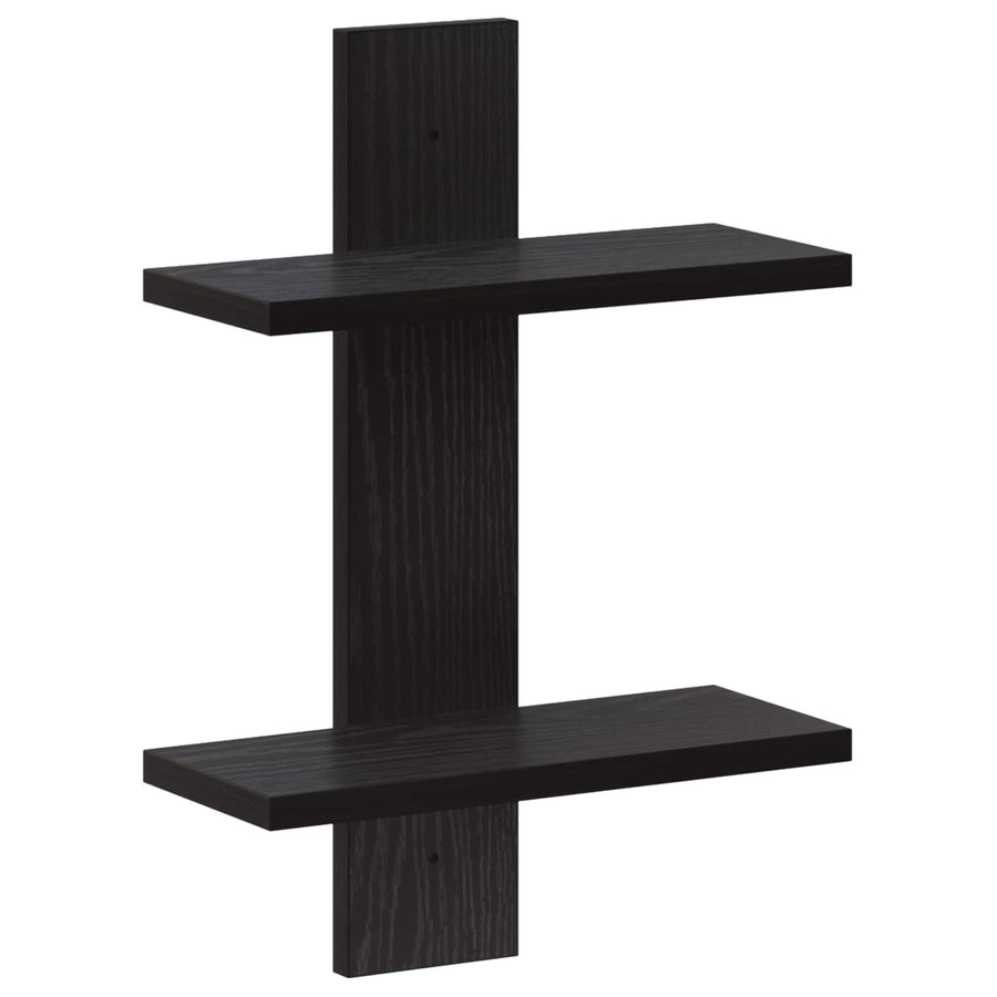 Wandplank Zwart eiken 30 x 13,5 x 43 cm Bewerkt hout