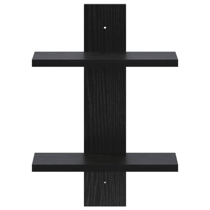 Wandplank Zwart eiken 30 x 13,5 x 43 cm Bewerkt hout