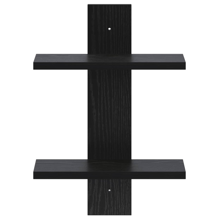 Wandplank Zwart eiken 30 x 13,5 x 43 cm Bewerkt hout