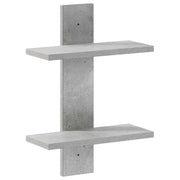Wandplank bewerkt hout betongrijs 30x13,5x43 cm