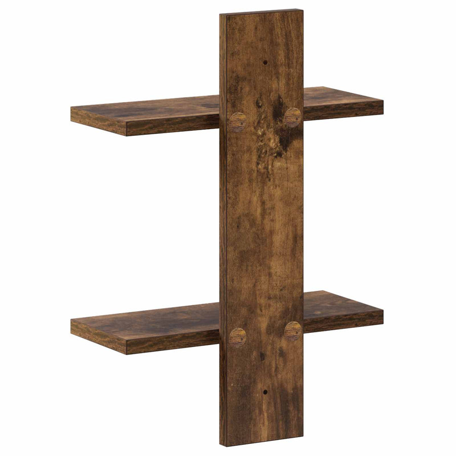 Wandplank Gerookt eiken 30 x 13.5 x 43 cm Bewerkt hout