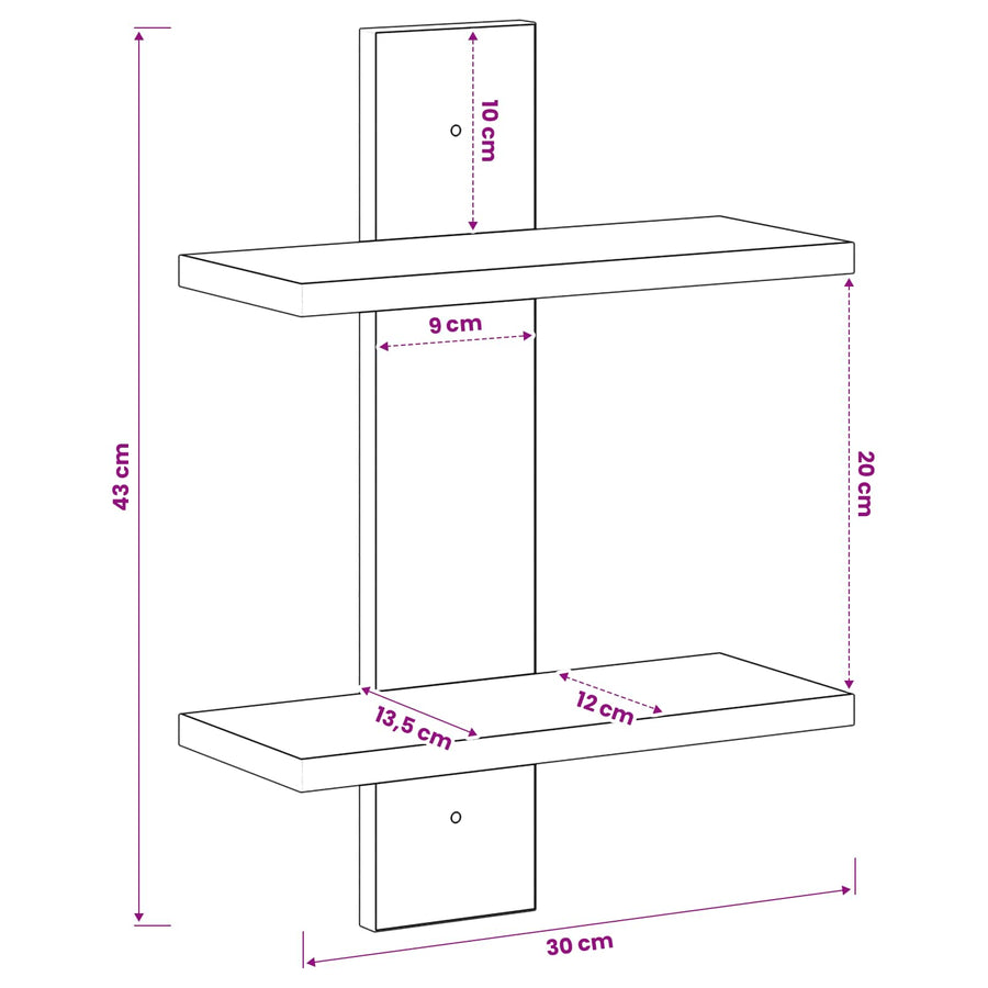 Wandplank Grijs Sonoma 30 x 13.5 x 43 cm Bewerkt hout