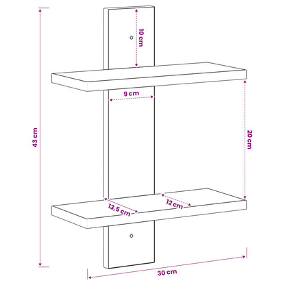 Wandplank Artisan eiken 30 x 13.5 x 43 cm Bewerkt hout