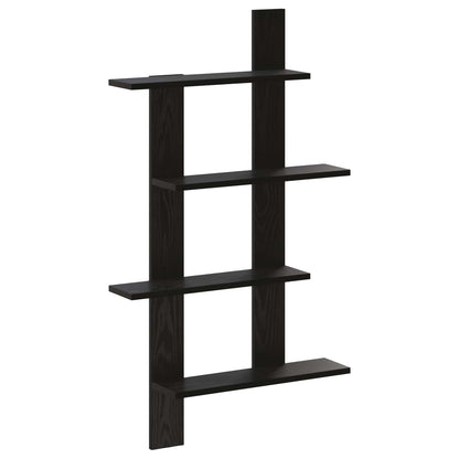 Wandplank Zwart eiken 61 x 13,5 x 105 cm Bewerkt hout