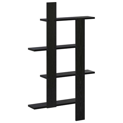 Wandplank Zwart eiken 61 x 13,5 x 105 cm Bewerkt hout